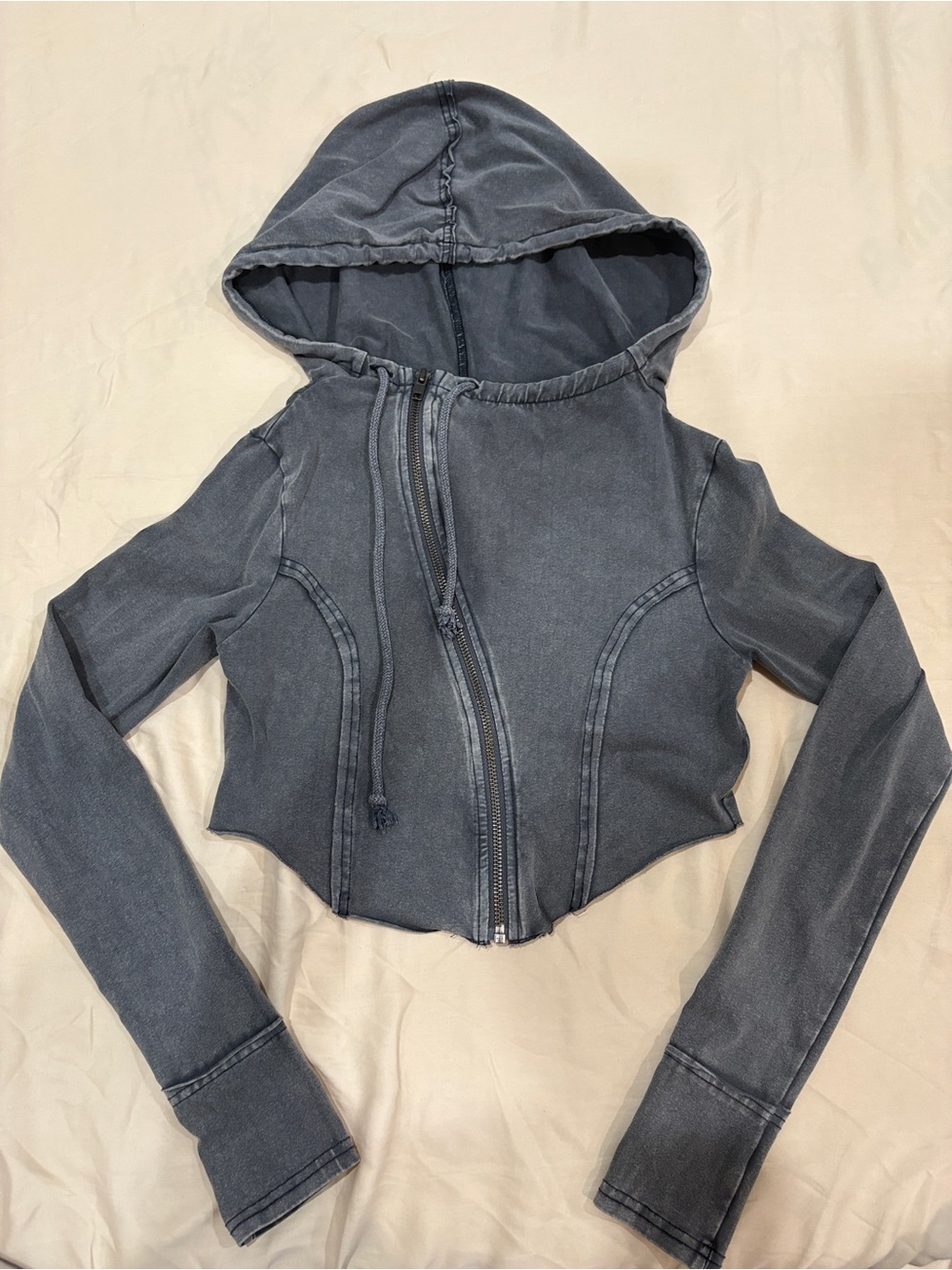 Urban Outfitters Out From Under Aiden Asymmetrical-Zip Cropped Hoodie